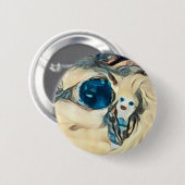 白いわに青い目の妖精ボタン 缶バッジ (正面&裏面)