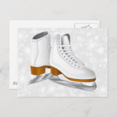 白いアイススケート靴1足 ポストカード (正面/裏面)