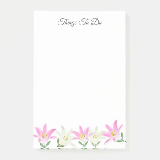 白いアイテムにピンクと白のアマリリス ポストイット (正面)