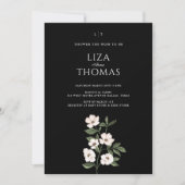 白いアイボリーのマグノリア　水彩の花と葉 招待状 (正面)