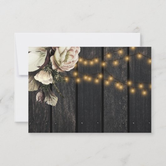 白いアイボリーの花の素朴な冬の結婚式 出欠カード (裏面)