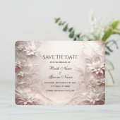 白いアイボリーフローラ日付カードの保存 セーブザデート (スタンド正面)