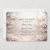 白いアイボリーフローラ日付カードの保存 セーブザデート (正面)