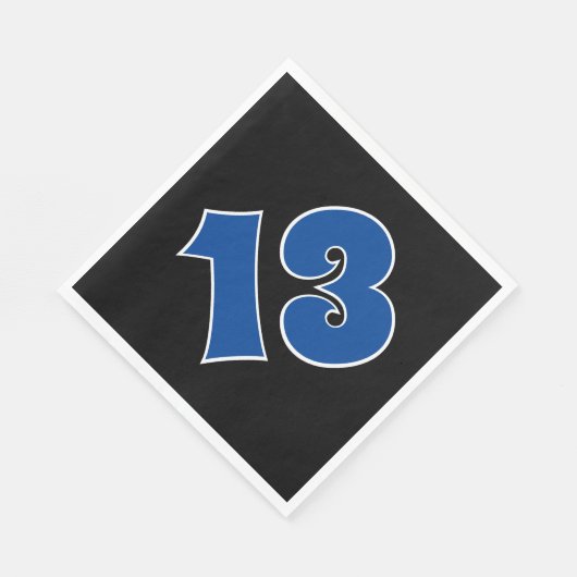 白いアウトライン付きの青い「13」イベント# Napkins スタンダードランチョンナプキン (角)
