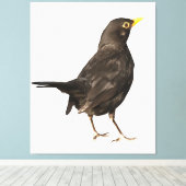 白いアクリルの上に隔離された黒絵画鳥 キャンバスプリント (インサイチュ (ウッドフロア))