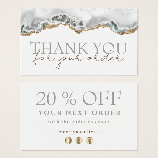 白いアゲー感謝していティー割引カード (正面&裏面)