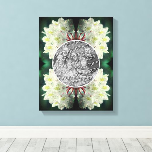 白いアザレアの花のフレーム　あなただけの写真を作ろう キャンバスプリント (インサイチュ (ウッドフロア))