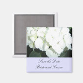 白いアジサイとソフトブルー縁ど マグネット (正面/裏面)