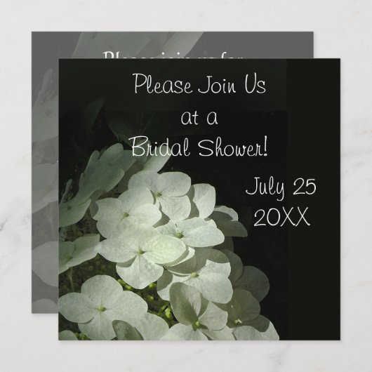 白いアジサイのブライダルシャワーの招待状 招待状 (正面/裏面)