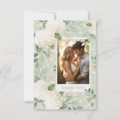 白いアジサイのヴィンテージ結婚式感謝カード サンキューカード (正面)