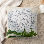白いアジサイの植物のプリント クッション (ブランケット)