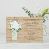 白いアジサイの水彩画メイソンジャー フラワー 招待状 (スタンド正面)