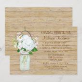 白いアジサイの水彩画メイソンジャー フラワー 招待状 (正面/裏面)