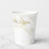 白いアジサイの花の水彩ウェディング 紙コップ (裏面)