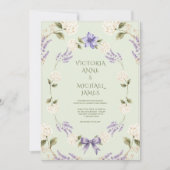 白いアジサイ 紫の花 エレガント 招待状 (正面)