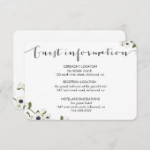 白いアネモネの花の結婚式の情報カード エンクロージャーカード (正面/裏面)