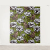 白いアネモネ園のレンチ タペストリー (正面)