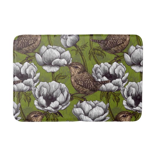 白いアネモネ園のレンチ バスマット (正面)