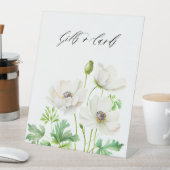 白いアネモンの花ギフトとカード 台座サイン (インサイチュ)