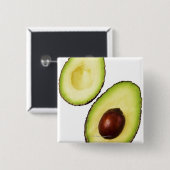 白いアボカドの半分を二つ 缶バッジ (正面&裏面)