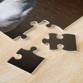 白いアメリカのピットブルテリアの救助犬 ジグソーパズル (側面)