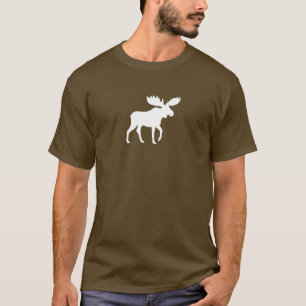 白いアメリカヘラジカのシルエット の野性生物の野生動物 Tシャツ