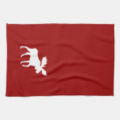 白いアメリカヘラジカのシルエット キッチンタオル (横)