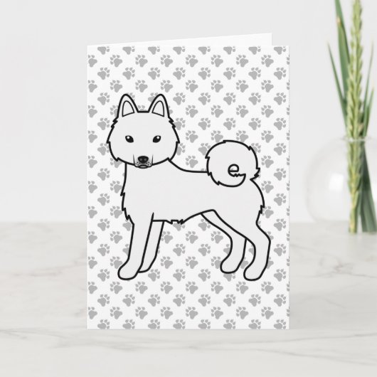 白いアラスカのクリーさんかわいい漫画の犬 カード (正面)