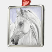 白いアラビアの馬のオリジナルの芸術 メタルオーナメント (左)