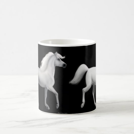 白いアラビアの馬のマグ コーヒーマグカップ (中央)