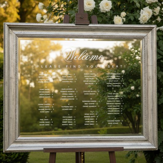 白いアルファベットの座席表（透明） ウィンドウサイン