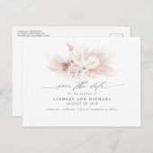 白いアンスリウムとパンパスグラス日付を保存 ポストカード (正面/裏面)