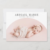 白いアーチ型フレームの誕生発表カード 案内状 (正面)