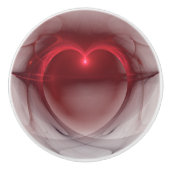 白いアートワーク上の赤によってつけられるハート セラミックノブ (正面)