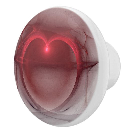 白いアートワーク上の赤によってつけられるハート セラミックノブ (右)