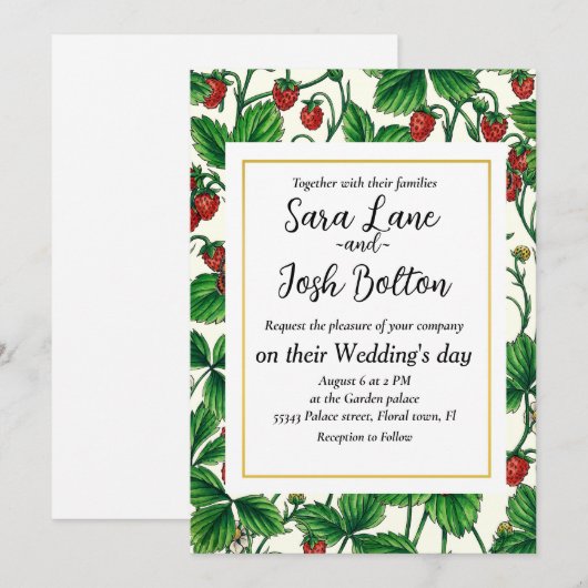 白いイチゴ 招待状 (正面/裏面)