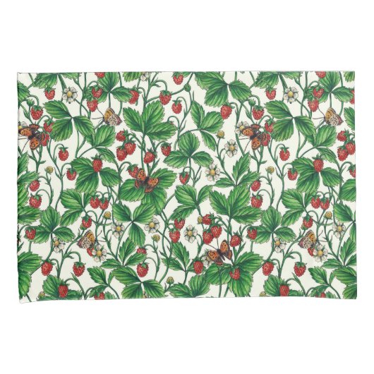 白いイチゴ 枕カバー (正面右)