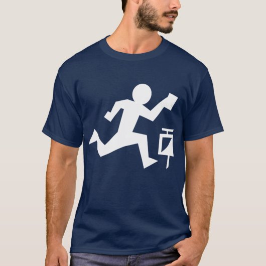 白いイラストのオリエンテーリングの少年 Tシャツ (正面)