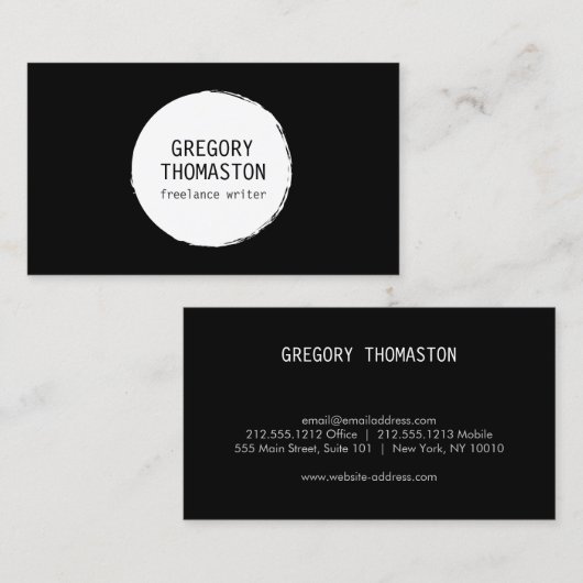 白いインクのブロウサークルのロゴ 名刺 (正面/裏面)