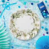 白いイースターユリ ペーパープレート (パーティー)