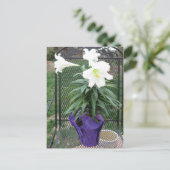 白いイースター・リリーの郵便はがき シーズンポストカード (スタンド正面)