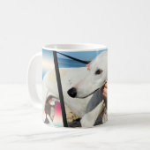 白いウィペット犬の寸法芸術 コーヒーマグカップ (正面左)