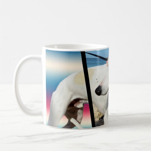 白いウィペット犬の寸法芸術 コーヒーマグカップ (左)