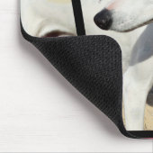 白いウィペット犬の寸法芸術 マウスパッド (コーナー)