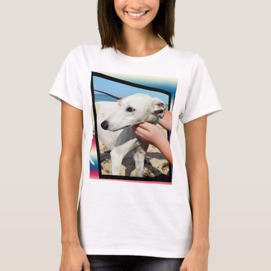 白いウィペット犬の寸法芸術 Tシャツ (正面)