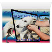 白いウィペット犬の次元アート、Bdayカード (内部横(下))