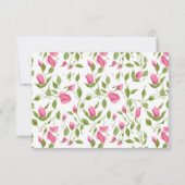 白いウェディングの返信にピンクのバラの蕾のデザイン 出欠カード (裏面)