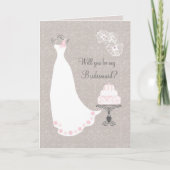 白いウェディングドレスとケーキの花嫁の依頼 招待状 (正面)