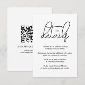 白いウェディングドレスに黒のモダンなスクリプトカリグラフィー エンクロージャーカード (正面/裏面)