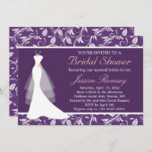 白いウェディングドレスのブライダルシャワーの招待状 招待状 (正面/裏面)